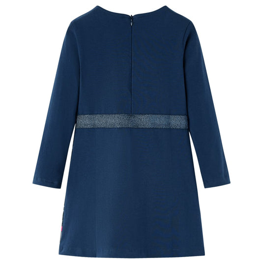 VidaXL Kinderjurk met lange mouwen 140 marineblauw