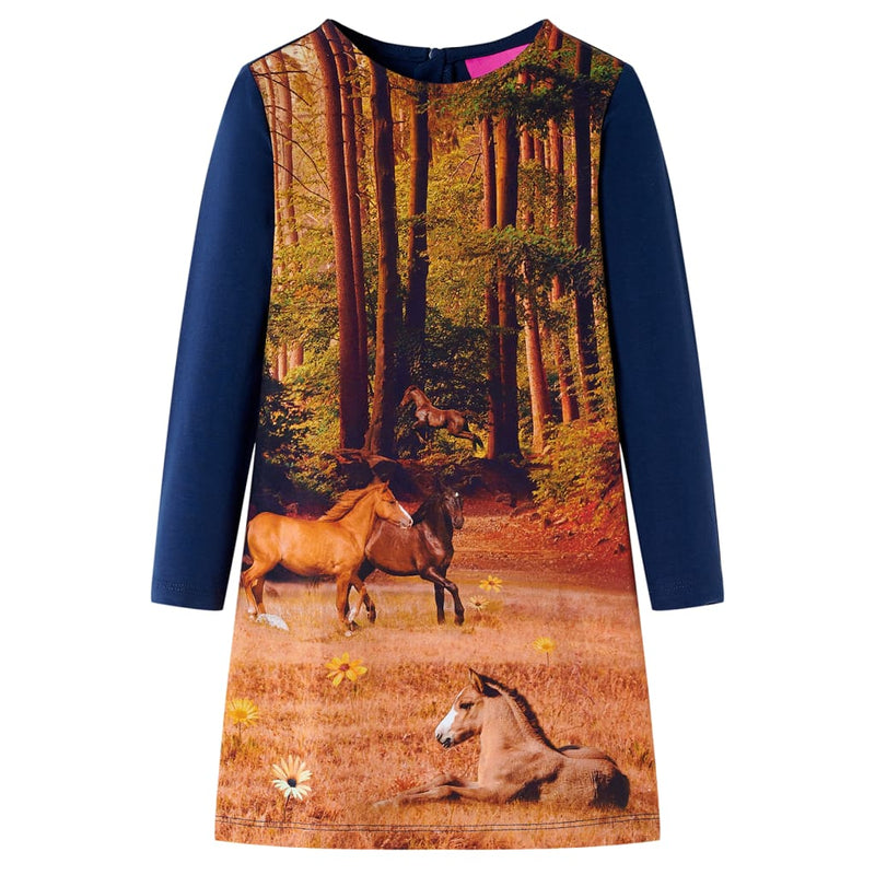 Load image into Gallery viewer, Vidaxl kinderjurk met lange mouwen 104 marineblauw
