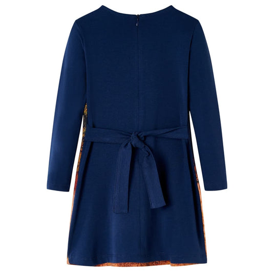 Vidaxl kinderjurk met lange mouwen 104 marineblauw