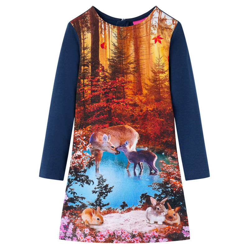 Load image into Gallery viewer, VidaXL Kinderjurk met lange mouwen 104 marineblauw
