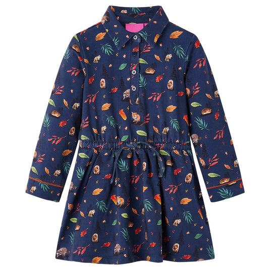 Vidaxl kinderjurk met lange mouwen 104 marineblauw