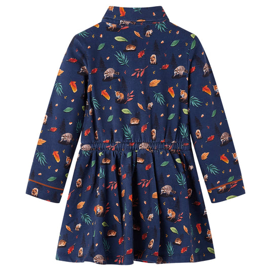 Vidaxl kinderjurk met lange mouwen 104 marineblauw