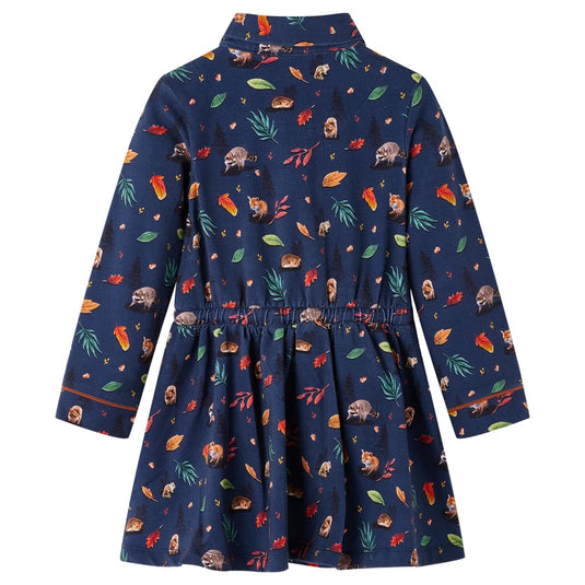Vidaxl kinderjurk met lange mouwen 128 marineblauw