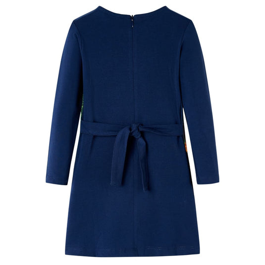 Vidaxl kinderjurk met lange mouwen 128 marineblauw