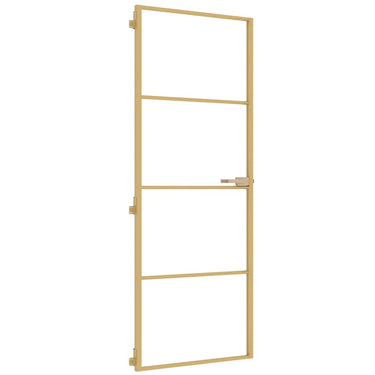 Vidaxl binnendeur smal 76x201,5 cm gehard glas en aluminium goudkleur