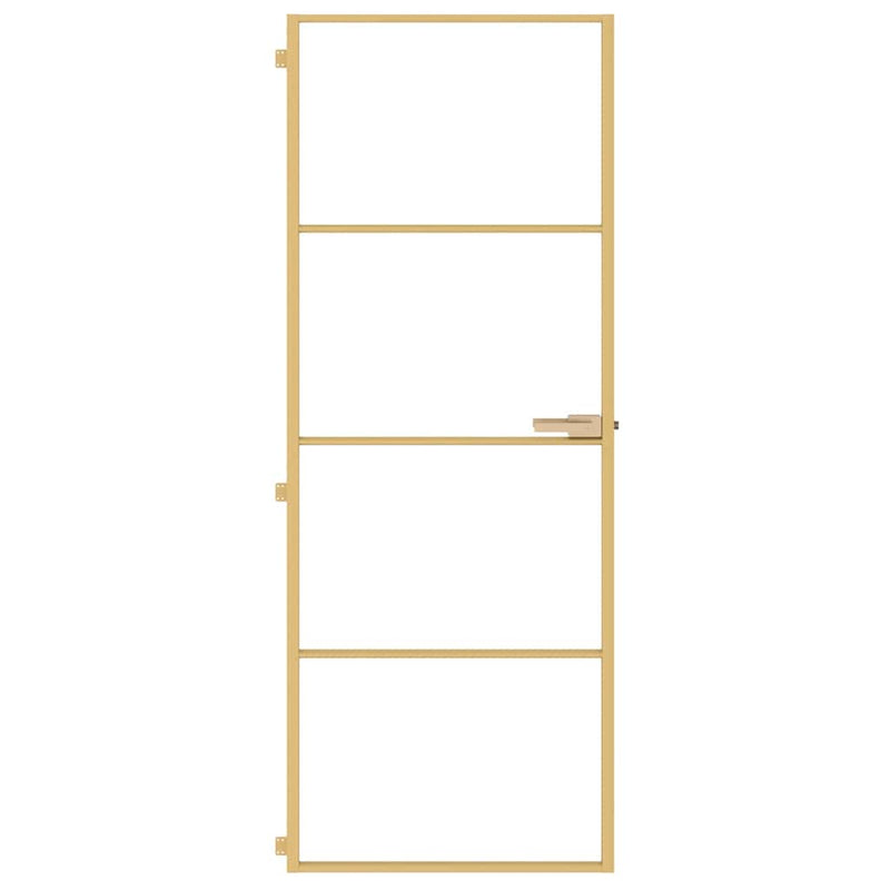 Load image into Gallery viewer, Vidaxl binnendeur smal 76x201,5 cm gehard glas en aluminium goudkleur
