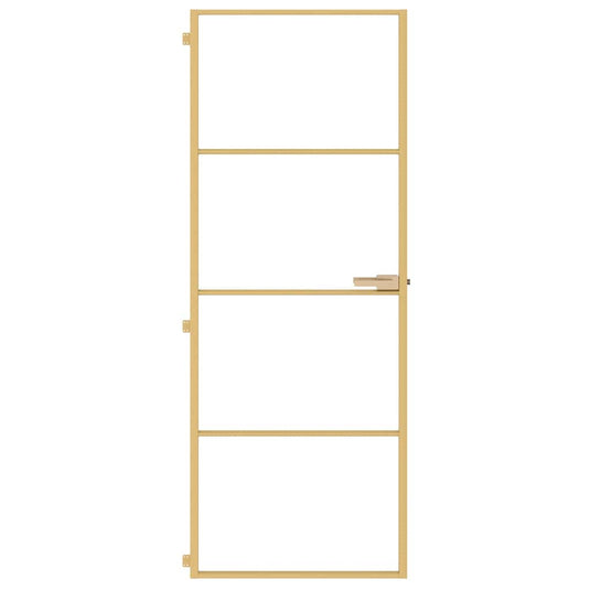 Vidaxl binnendeur smal 76x201,5 cm gehard glas en aluminium goudkleur