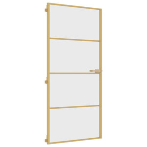 Vidaxl binnendeur smal 93x201,5 cm gehard glas en aluminium goudkleur