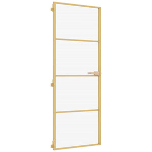 Vidaxl binnendeur smal 76x201,5 cm gehard glas en aluminium goudkleur