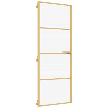 Vidaxl binnendeur smal 76x201,5 cm gehard glas en aluminium goudkleur