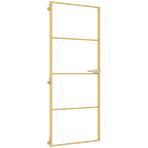 Vidaxl binnendeur smal 83x201,5 cm gehard glas en aluminium goudkleur