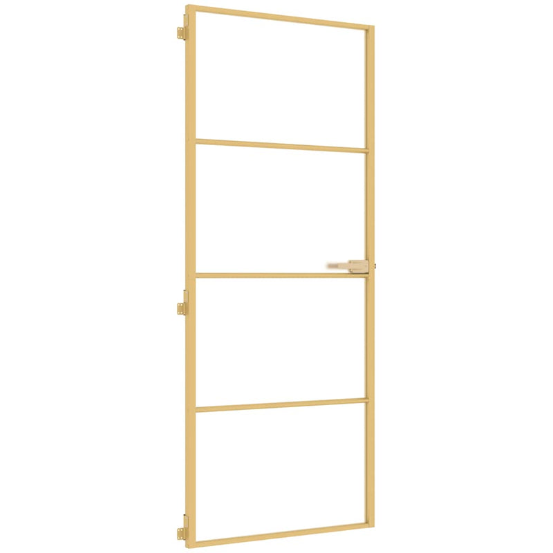 Load image into Gallery viewer, Vidaxl binnendeur smal 83x201,5 cm gehard glas en aluminium goudkleur
