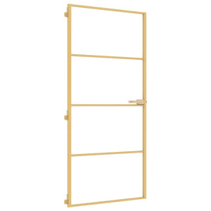 Vidaxl binnendeur smal 93x201,5 cm gehard glas en aluminium goudkleur