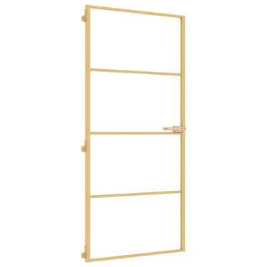 Vidaxl binnendeur smal 93x201,5 cm gehard glas en aluminium goudkleur