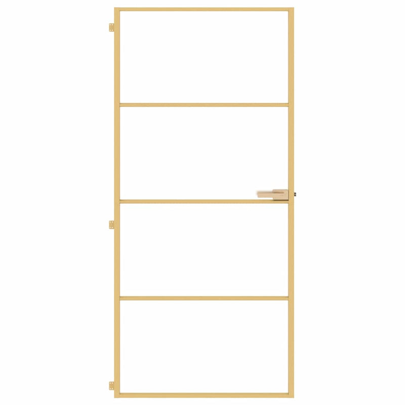 Load image into Gallery viewer, Vidaxl binnendeur smal 93x201,5 cm gehard glas en aluminium goudkleur
