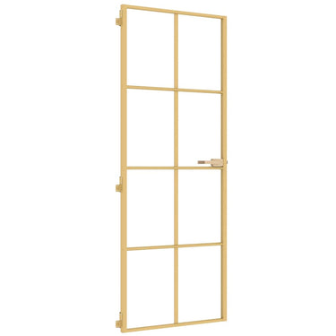 Vidaxl binnendeur smal 76x201,5 cm gehard glas en aluminium goudkleur