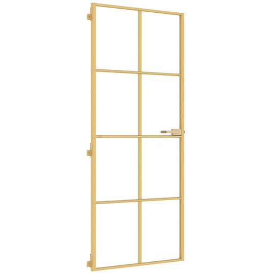 Vidaxl binnendeur smal 83x201,5 cm gehard glas en aluminium goudkleur
