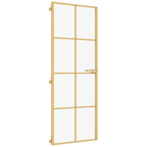 Vidaxl binnendeur smal 76x201,5 cm gehard glas en aluminium goudkleur