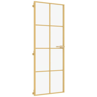 Vidaxl binnendeur smal 76x201,5 cm gehard glas en aluminium goudkleur