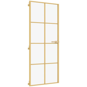 Vidaxl binnendeur smal 83x201,5 cm gehard glas en aluminium goudkleur