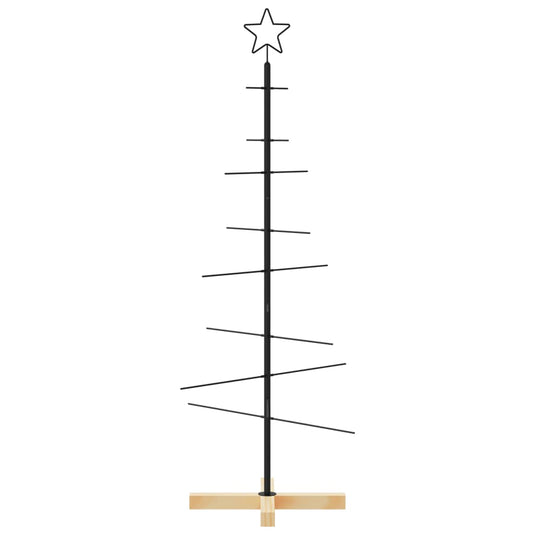 Vidaxl kerstdecoratie kerstboom met houten basis 120 cm metaal zwart