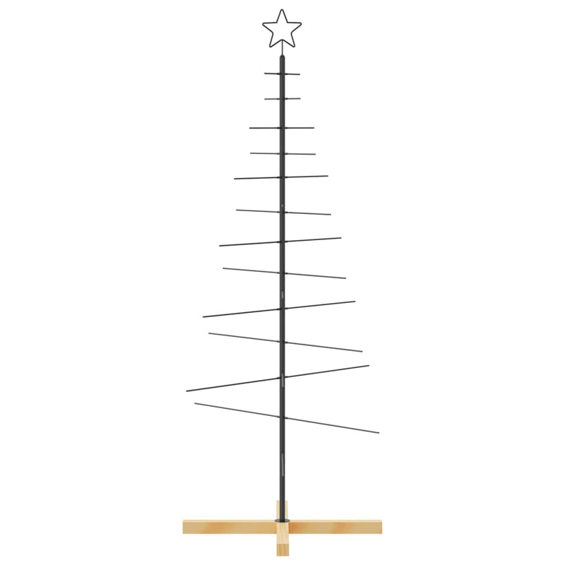Load image into Gallery viewer, Vidaxl kerstdecoratie kerstboom met houten basis 150 cm metaal zwart
