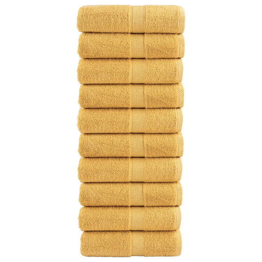 Vidaxl premium washandjes solund 10 stuks goud 30x30cm 600 g m²
