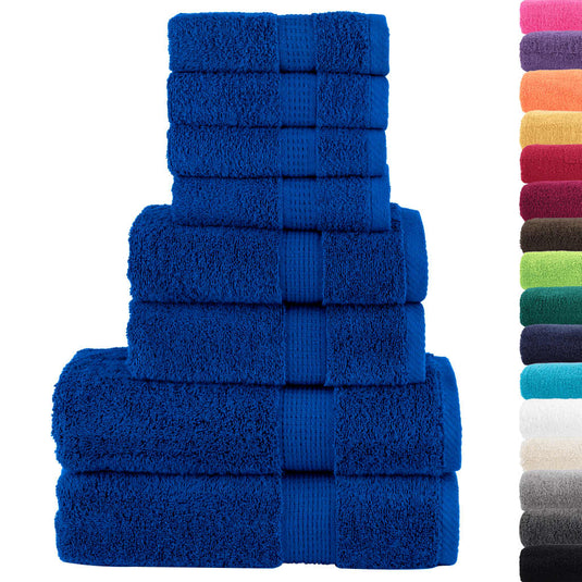 Vidaxl 8-delige handdoekenset solund 600 g m² blauw
