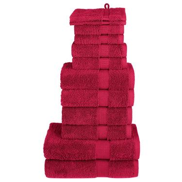 Vidaxl 12-delige handdoekenset solund 600 g m² rood