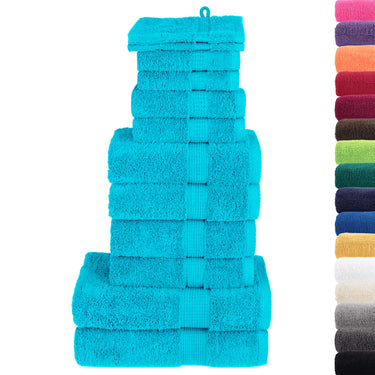 Vidaxl 12-delige handdoekenset solund 600 g m² turquoise