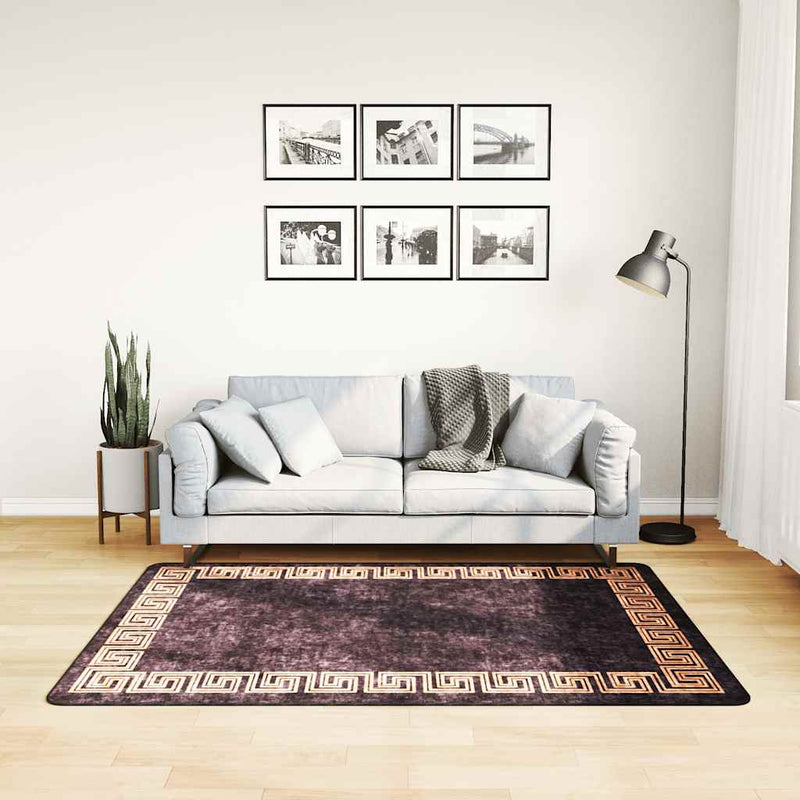 Load image into Gallery viewer, Vidaxl vloerkleed wasbaar anti-slip 120x170 cm zwart en goudkleurig
