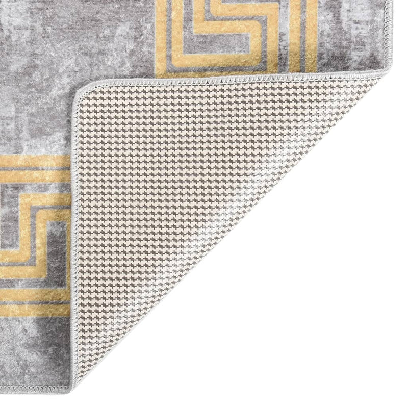 Load image into Gallery viewer, Vidaxl vloerkleed wasbaar anti-slip 150x230 cm grijs en goudkleurig
