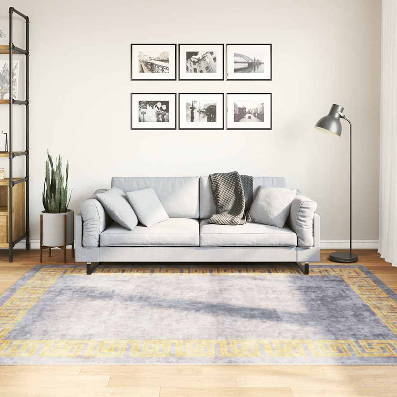 Load image into Gallery viewer, Vidaxl vloerkleed wasbaar anti-slip 150x230 cm grijs en goudkleurig
