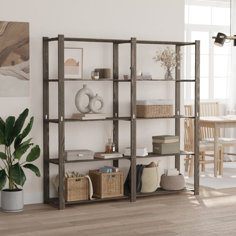 Load image into Gallery viewer, Vidaxl opbergrek 5-laags 170x38x170 cm massief grenenhout grijs
