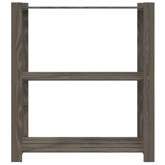 Vidaxl opbergrek 3-laags 80x38x90 cm massief grenenhout grijs