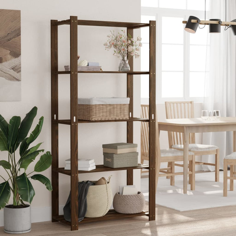 Load image into Gallery viewer, Vidaxl opbergrek 5-laags 80x38x170 cm massief grenenhout bruin
