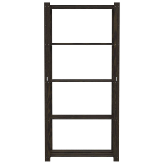 Vidaxl opbergrek 5-laags 80x38x170 cm massief grenenhout zwart