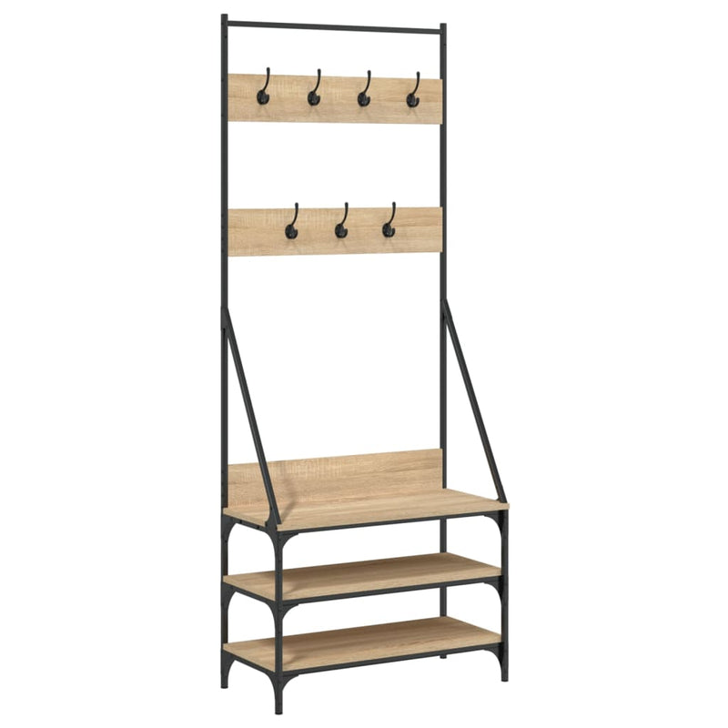 Load image into Gallery viewer, VidaXL Kledingrek met schoenenrek 72x34x184 cm sonoma eikenkleurig
