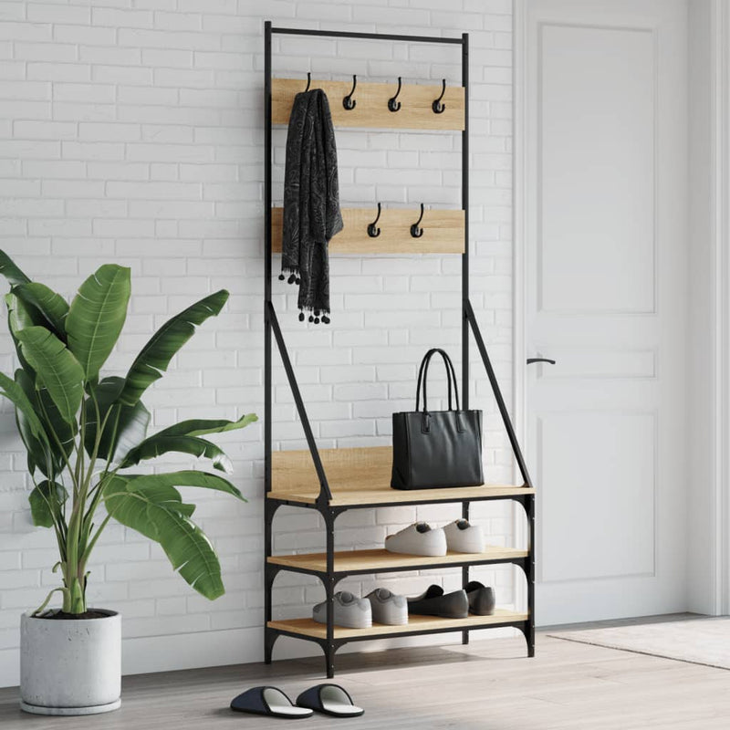 Load image into Gallery viewer, VidaXL Kledingrek met schoenenrek 72x34x184 cm sonoma eikenkleurig
