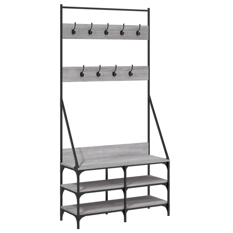 Load image into Gallery viewer, VidaXL Kledingrek met schoenenrek 90x34x184 cm grijs sonoma eikenkleur
