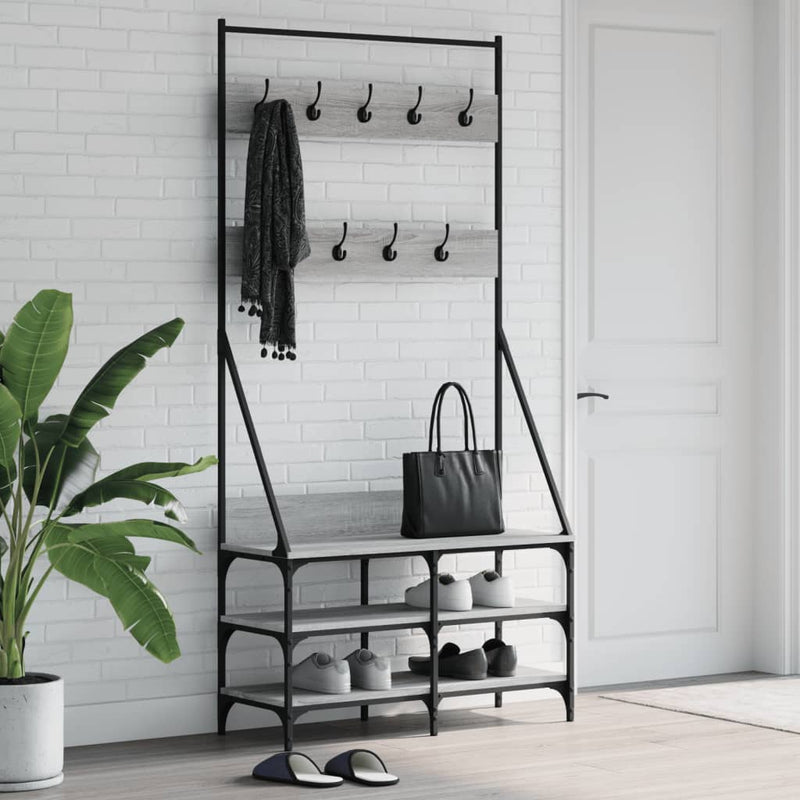 Load image into Gallery viewer, VidaXL Kledingrek met schoenenrek 90x34x184 cm grijs sonoma eikenkleur
