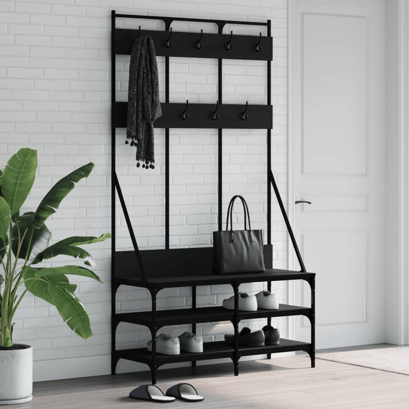 Load image into Gallery viewer, Vidaxl kledingrek met schoenenrek 100x40x184 cm zwart
