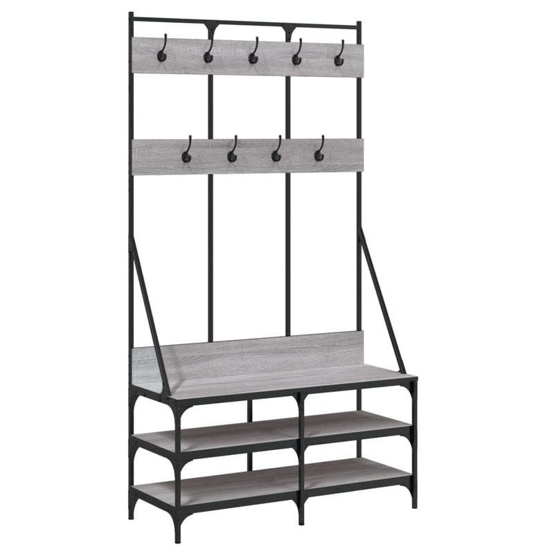 Load image into Gallery viewer, VidaXL Kledingrek met schoenenrek 100x40x184cm grijs sonoma eikenkleur
