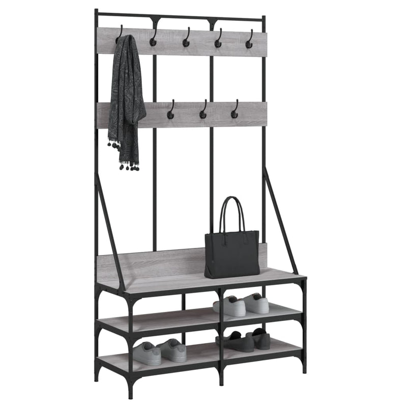 Load image into Gallery viewer, VidaXL Kledingrek met schoenenrek 100x40x184cm grijs sonoma eikenkleur

