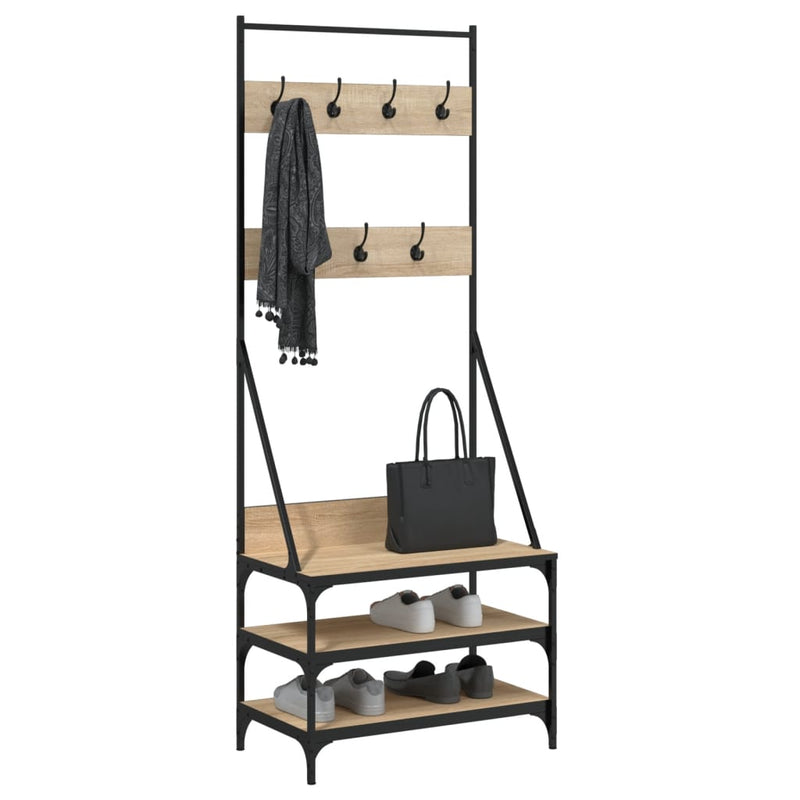Load image into Gallery viewer, VidaXL Kledingrek met schoenenrek 70x40x184 cm sonoma eikenkleurig
