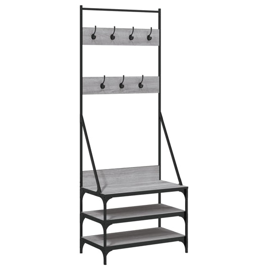 VidaXL Kledingrek met schoenenrek 70x40x184 cm grijs sonoma eikenkleur