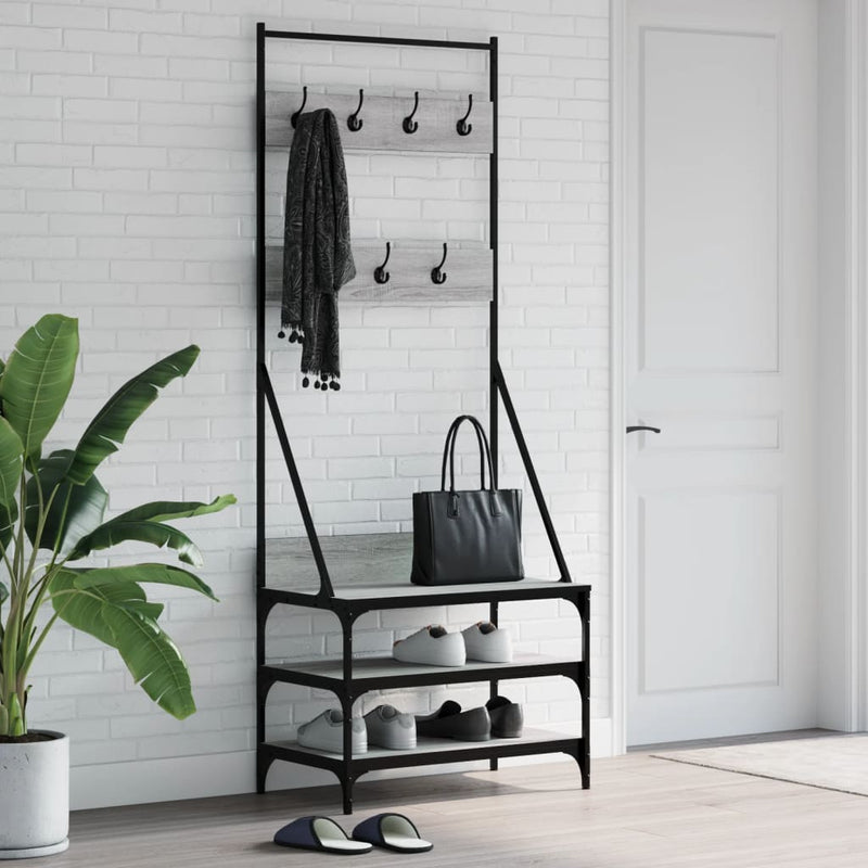 Load image into Gallery viewer, VidaXL Kledingrek met schoenenrek 70x40x184 cm grijs sonoma eikenkleur
