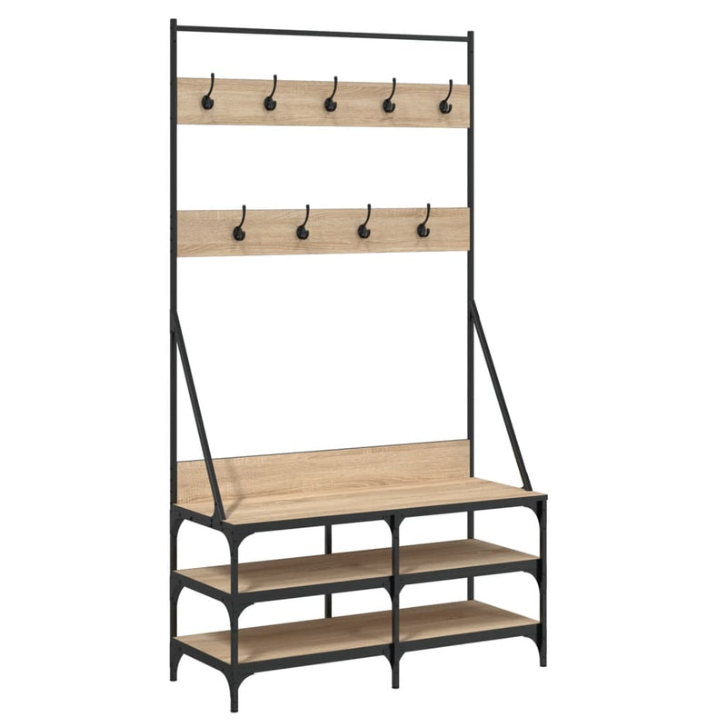 Load image into Gallery viewer, VidaXL Kledingrek met schoenenrek 100x40x184 cm sonoma eikenkleurig
