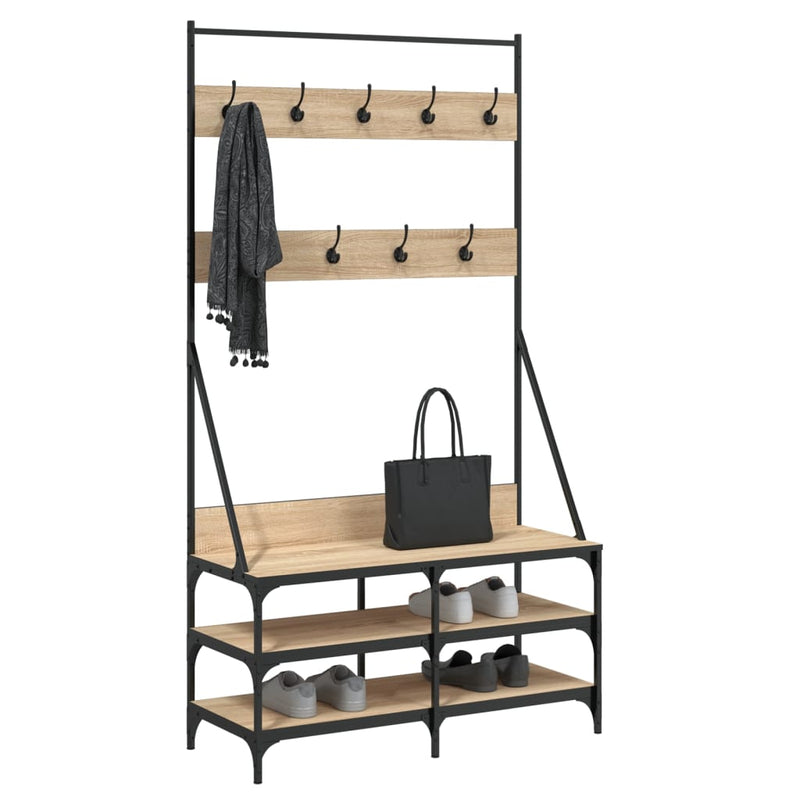 Load image into Gallery viewer, VidaXL Kledingrek met schoenenrek 100x40x184 cm sonoma eikenkleurig
