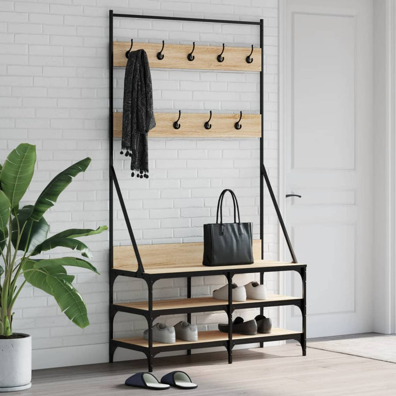 Load image into Gallery viewer, VidaXL Kledingrek met schoenenrek 100x40x184 cm sonoma eikenkleurig
